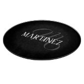 Zwart Elegant gepersonaliseerde achternaam | Naam Snijplank (Hoek)