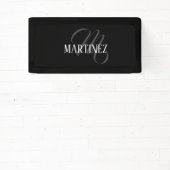 Zwart Elegant gepersonaliseerde achternaam | Naam Spandoek (Insitu)