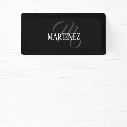Zwart Elegant gepersonaliseerde achternaam | Naam Spandoek (Insitu)