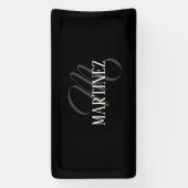 Zwart Elegant gepersonaliseerde achternaam | Naam Spandoek (Verticaal)