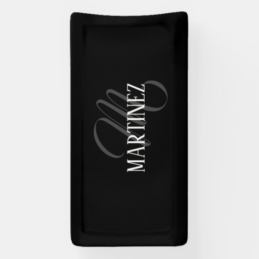 Zwart Elegant gepersonaliseerde achternaam | Naam Spandoek (Verticaal)