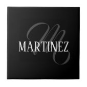 Zwart Elegant gepersonaliseerde achternaam | Naam Tegeltje (Voorkant)