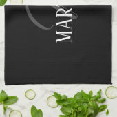 Zwart Elegant gepersonaliseerde achternaam | Naam Theedoek (Gevouwen)
