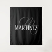 Zwart Elegant gepersonaliseerde achternaam | Naam Wandkleed (Voorkant)