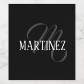 Zwart Elegant gepersonaliseerde achternaam | Naam Wijn Etiket (Enkel label)