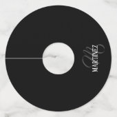 Zwart Elegant gepersonaliseerde achternaam | Naam Wijnglaslabel (Voorkant)