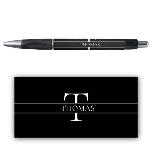 Zwart Elegant Gepersonaliseerde Monogrammed Aangep Pen