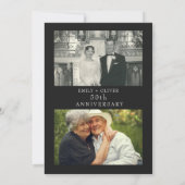 Zwart Elegant Gold Leaf Jubileum Foto Kaart (Achterkant)