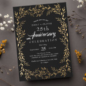 Zwart Elegant Gold Leaf Jubileum Kaart