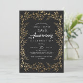 Zwart Elegant  Gold Leaf Jubileum Kaart (Staand voorkant)