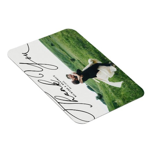 Zwart Elegant Handgeschreven Script Fotobruiloft Magneet (Rechterzijde)