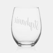 Zwart Elegant Handgeschreven Stijlnaam Wijnglas Zonder Voet (Achterkant)