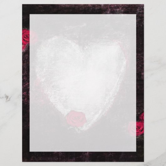 Zwart elegant hart en Rozen (Voorkant)