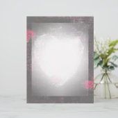 Zwart elegant hart en Rozen briefhoofd (Staand voorkant)