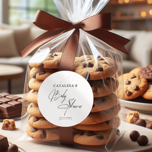 Zwart Elegant Kalligrafie Baby shower Sticker