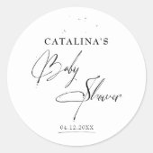 Zwart Elegant Kalligrafie Baby shower Sticker (Voorkant)