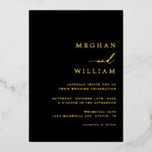 Zwart Elegant Kalligrafie Bruiloft Goud Folie Uitnodiging (Voorkant)