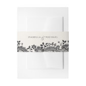 Zwart elegant  kant bruiloft monogram uitnodigingen wikkel (Voorkant Voorbeeld)