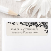 Zwart elegant kant bruiloft retour adres etiket (Insitu)
