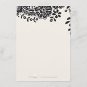 Zwart elegant  kant trouwdetails kaart (Achterkant)
