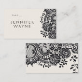 Zwart elegant  kant trouwplaats kaarten plaatskaartje (Voorkant / Achterkant)
