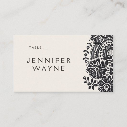 Zwart elegant  kant trouwplaats kaarten plaatskaartje (Voorkant)