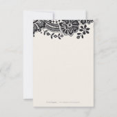 Zwart elegant  kanten bruiloft dank u bedankkaart (Achterkant)