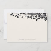 Zwart elegant  kanten bruiloft receptie kaart (Achterkant)