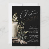 Zwart Elegant Kerst Kaars Vakantie Party Kaart (Voorkant)