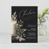 Zwart Elegant Kerst Kaars Vakantie Party Kaart (Staand voorkant)