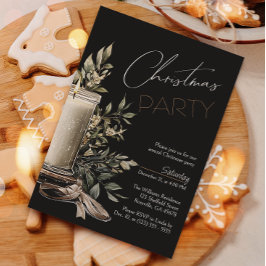 Zwart Elegant Kerst Kaars Vakantie Party Kaart