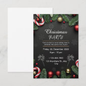 Zwart Elegant Kerstfeest Kaart (Voorkant / Achterkant)