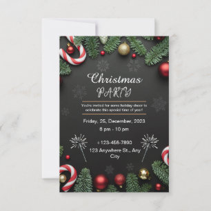 Zwart Elegant Kerstfeest Kaart