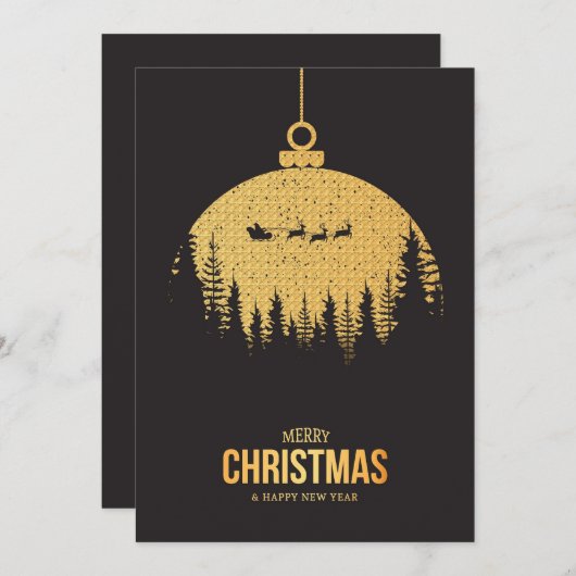 Zwart Elegant Kerstfeest uitnodiging (Voorkant / Achterkant)