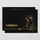 Zwart Elegant Kerstfeest uitnodiging (Voorkant / Achterkant)