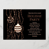 Zwart Elegant Kerstfeest Zakelijke vakantie Folie Uitnodiging (Voorkant)