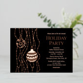 Zwart Elegant Kerstfeest Zakelijke vakantie Folie Uitnodiging (Staand Voorkant)