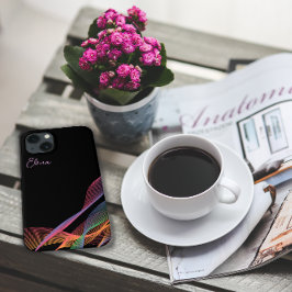 Zwart elegant kleurrijk golvend Case-Mate iPhone case