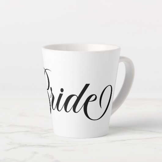Zwart Elegant Lettering Bruid Latte Mok (Rechterhoek)