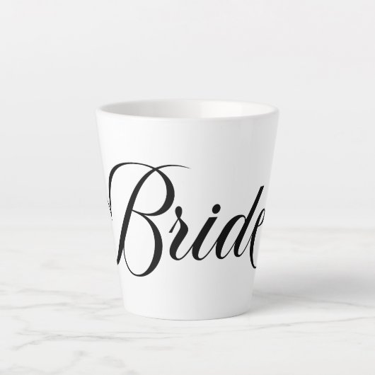 Zwart Elegant Lettering Bruid Latte Mok (Voorkant)