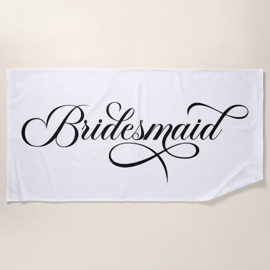 Zwart Elegant Lettering Bruidsmeisje Strandlaken (Voorkant)
