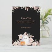 Zwart Elegant Little Boo Boho Ghost Baby shower Bedankkaart (Staand voorkant)