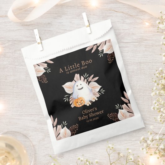 Zwart Elegant Little Boo Boho Ghost Baby shower Bedankzakje (Geknipt)