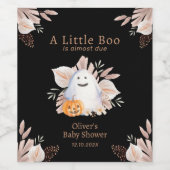 Zwart Elegant Little Boo Boho Ghost Baby shower Wijn Etiket (Enkel label)