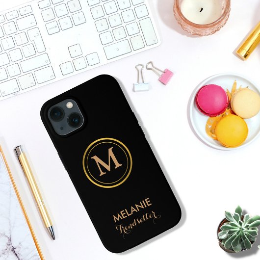 Zwart Elegant Luxe Klassiek Monogram Case-Mate iPhone Case