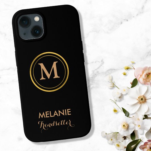 Zwart Elegant Luxe Klassiek Monogram Case-Mate iPhone Case
