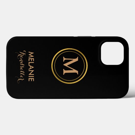 Zwart Elegant Luxe Klassiek Monogram Case-Mate iPhone Case (Achterkant (horizontaal))
