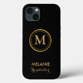 Zwart Elegant Luxe Klassiek Monogram Case-Mate iPhone Case (Achterkant)