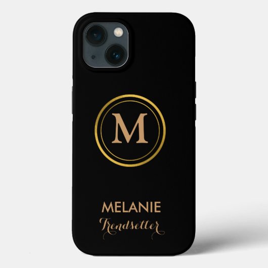 Zwart Elegant Luxe Klassiek Monogram Case-Mate iPhone Case (Achterkant)