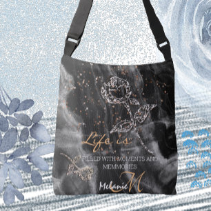 Zwart Elegant Marmer Crossbody Tas